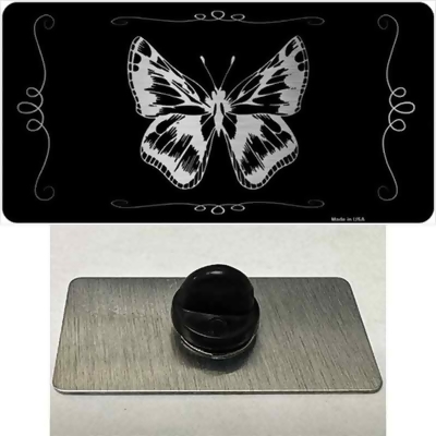 Smart Blonde PIN-LPC-1067 1.5 x 0.75 in. Butterfly Black Brushed Chrome Novelty Rectangle Metal Hat Pin 