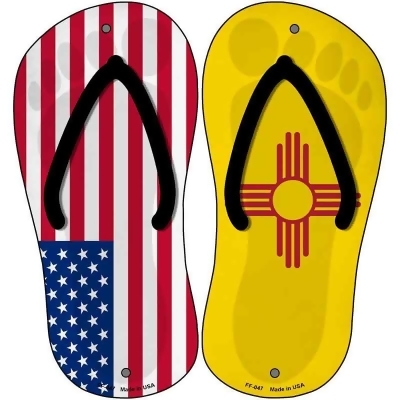 Smart Blonde FF-047 8 x 4 in. USA Mexico Flag Flip Flops Novelty Footprint Metal Sign - Set of 2 