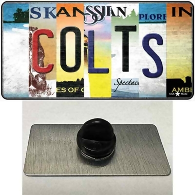 Smart Blonde PIN-LP-13173 1.5 x 0.75 in. Colts Strip Art Novelty Rectangle Metal Hat Pin Tag 