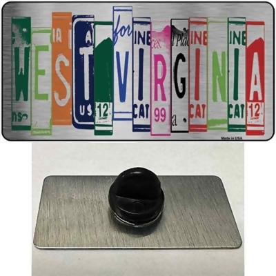 Smart Blonde PIN-LPC-1062 1.5 x 0.75 in. West Virginia License Plate Art Brushed Chrome Novelty Rectangle Metal Hat Pin 