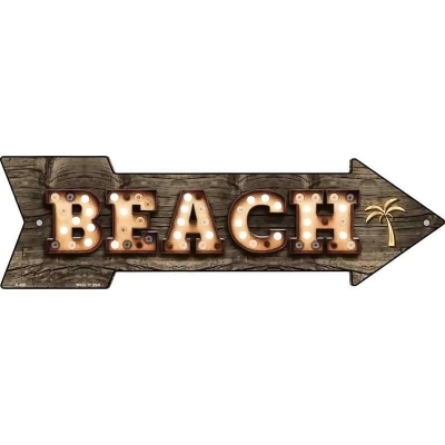 Smart Blonde LA-496 23 x 7 in. Beach with Trees Bulb Letters Novelty Metal Arrow Sign 