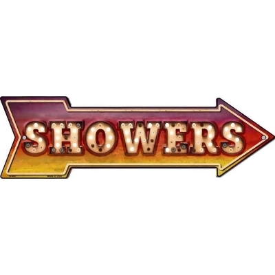 Smart Blonde LA-462 23 x 7 in. Showers Bulb Letters Novelty Metal Arrow Sign 