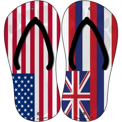 Smart Blonde FF-027 8 x 4 in. USA Hawaii Flag Flip Flops Novelty Footprint Metal Sign - Set of 2 
