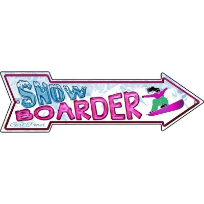 Smart Blonde LA-259 23 x 7 in. Snowboarder Girl Novelty Metal Arrow Sign 