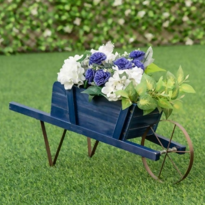 Total Tactic TA10022BL Wooden Wagon Planter with 9 Magnetic Accessories for Garden Yard, Blue 