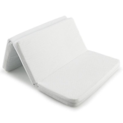 Costway BT10003WH 38 x 26 in. Tri-fold Pack & Play Mattress Topper Mattress Pad with Carrying Bag, White 