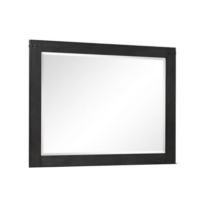 Benjara BM309566 38 x 50 in. Rectangular Wood Galle Dresser Mirror with Metal Accents, Dark Gray & Black 