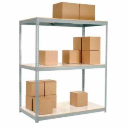 Global Industrial B2297133 96 x 72 x 24 in. 3 Shelves Wide Span Rack with Deck, Gray 