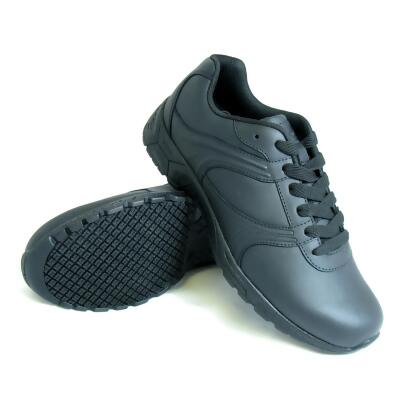 Genuine Grip 1030-8W Mens Slip-Resistant Leather Work Shoes Black - Size 8 Wide
