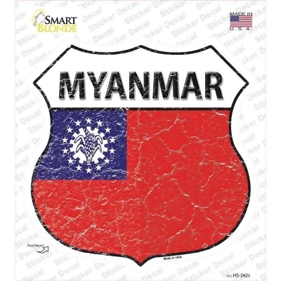 Smart Blonde HS-342s Myanmar Flag Novelty Highway Shield Decal Sticker 