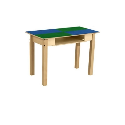 Time-2-Play TPRES20-PBG Rectangle Play Table with Shelf & 20 in. Legs & Duplo Compatible Grid, Blue & Green 