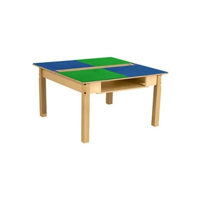 Time-2-Play TPSQTS18-PBG Square Play Table with Trough, Shelf & 18 in. Legs & Duplo Compatible Grid, Blue & Green 