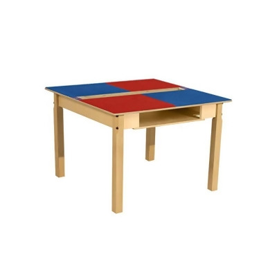 Time-2-Play TPSQTS22-PRB Square Play Table with Trough, Shelf & 22 in. Legs & Duplo Compatible Grid, Red & Blue 