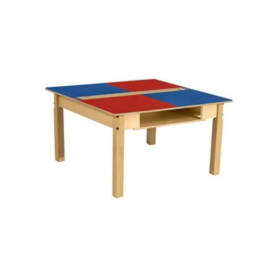 Time-2-Play TPSQTS18-PRB Square Play Table with Trough, Shelf & 18 in. Legs & Duplo Compatible Grid, Red & Blue 