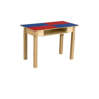Time-2-Play TPRES22-PRB Rectangle Play Table with Shelf & 22 in. Legs & Duplo Compatible Grid, Red & Blue 