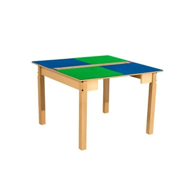 Time-2-Play TPSQT20-PBG Square Play Table with Trough & 20 in. Legs & Duplo Compatible Grid, Blue & Green 