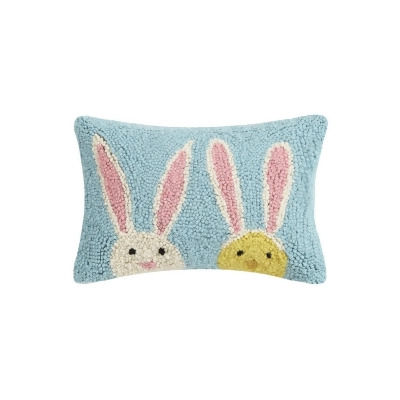 Peking Handicraft 30JES819C12OB 8 x 12 in. Bunny Duo Polyester Filled Hooked Pillow - Pack of 3 