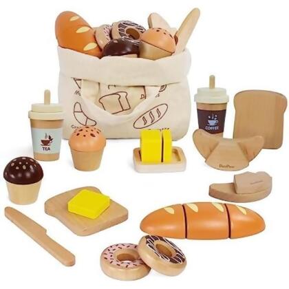 PairPear Wooden Toy Tea Set for Toddler Tea Party with Play Food