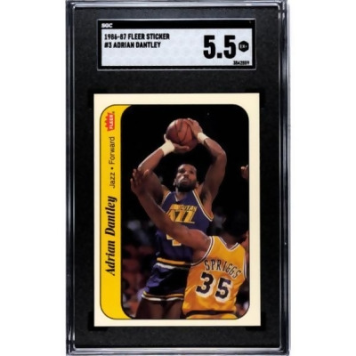Athlon CTBL-037907 NBA Adrian Dantley 1986-1987 Fleer Sticker Card with No.3 - SGC Graded 5.5 Ex Plus Utah Jazz 