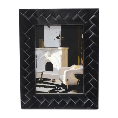 Sagebrook Home 18339-02 5 x 7 in. Resin Woven Photo Frame, Black 