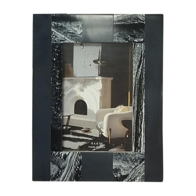 Sagebrook Home 18690-02 5 x 7 in. Resin Marbled Photo Frame, Black 