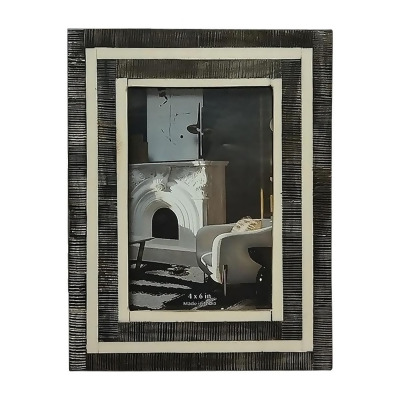 Sagebrook Home 18688-01 4 x 6 in. Resin Shell Lines Photo Frame, Black & White 