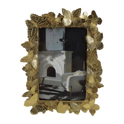 Sagebrook Home 19099 4 x 6 in. Resin Butterflies Photo Frame, Gold 