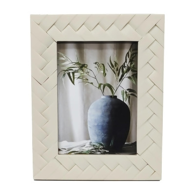 Sagebrook Home 18338-02 5 x 7 in. Resin Woven Photo Frame, Ivory & Beige 