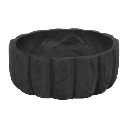 Sagebrook Home 18449-01 9 in. Paulownia Wood Scalloped Bowl, Black 