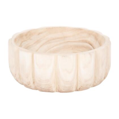 Sagebrook Home 18449-02 9 in. Paulownia Wood Scalloped Bowl, Brown 