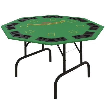 212 Main A70-074V00GN 47 in. Soozier Foldable Poker Table Blackjack Texas Holdem Poker Game Table with Chips Tray & Cup Holders & Octagon, Green