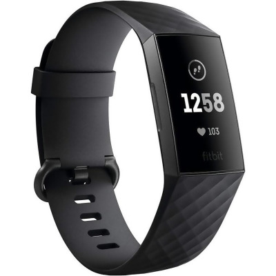 Google FB409SBNDL-CS Fitbit Charge 3 Fitness Activity Tracker - Black 