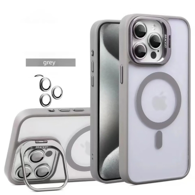 Dream Wireless FTCIP15U-0072-GY 6.7 in. The Compass Series Full Set Magsafe Compatible Clear Protective Case with Raised Camera Kickstand for iPhone 15 Pro Max - Titanium Grey 
