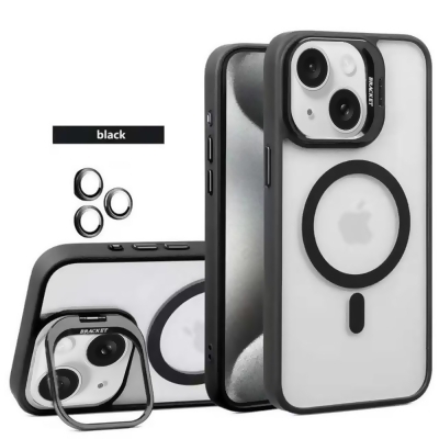 Dream Wireless FTCIP15-0072-BK 6.1 in. The Compass Series Full Set Magsafe Compatible Clear Protective Case with Raised Camera Kickstand for iPhone 15 - Black 