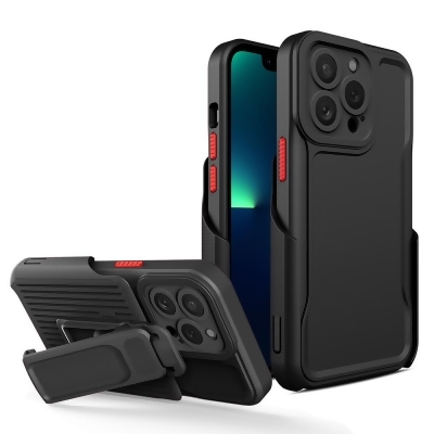 Dream Wireless HSCIP15P-0049-BK 6.1 in. Explore Max Series Premium Holster Combo Case with Secure Clip-On Holster & Camera Opening for iPhone 15 Pro, Black 