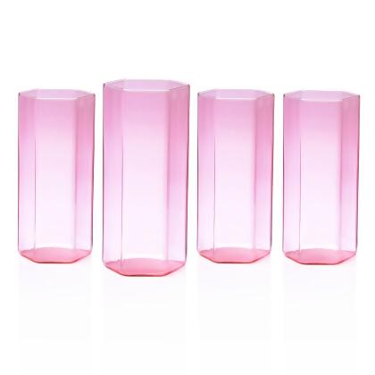Godinger 28263 Helix Highball Tumbler, Pink - Set of 4 