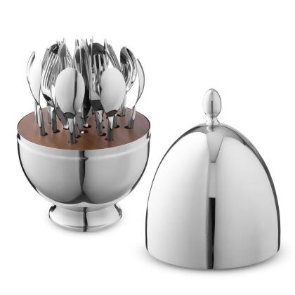 Godinger 99730 Stainless Egg Flatware Catty Organizer Cutlery Holder - 24 Piece 