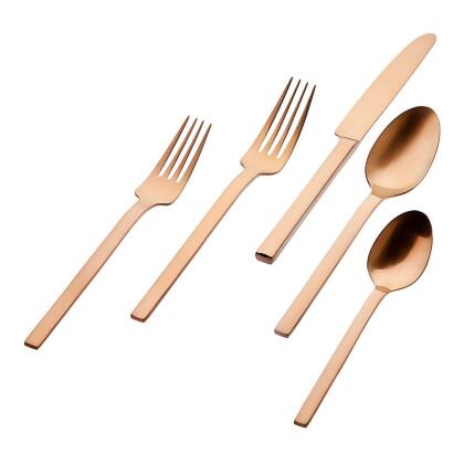 Godinger 84282 Atlas Matte 18-0 Stainless Steel Flatware Set, Copper - 20 Piece 