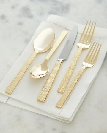 Godinger 84272 18-10 Stainless Steel Harrington Flatware Set, Gold - 20 Piece 