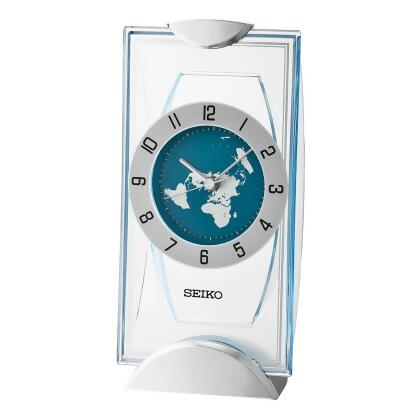 Seiko QXG152S Dial World Mantel Clock, Silver 