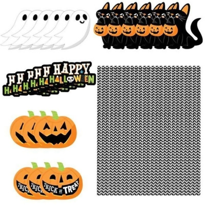 Fresh Fab Finds FFF-GPCT4286 Paper Straw Decor Happy Halloween Ghost Lantern Striped Decorative Straws Disposable Drinking Straws Halloween Party Supply, Multi Color - 25 Piece 