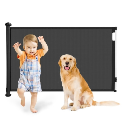 Fresh Fab Finds FFF-Black-GPCT4279 Retractable Baby Safety Gate Door 58.3 in. Extra Wide Stair Gate for Toddlers, Black 