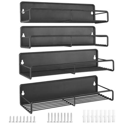 Fresh Fab Finds FFF-GPCT4095 Strong Magnetic Spice Rack Organizer, Black - Pack of 4 