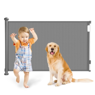 Fresh Fab Finds FFF-Grey-GPCT4279 Retractable Baby Security Gate Door 58.3 in. Extra Wide Stair Gate for Toddlers, Gray 