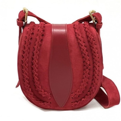 Italian Artisan 274-983-Lightred Lara Womens Vintage Suede Leather Messenger Bag, Light Red - Small 