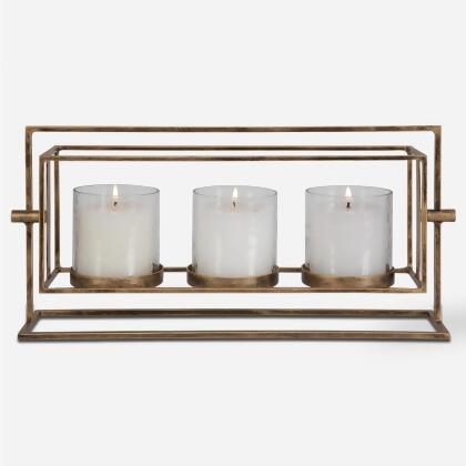 Uttermost 18107 8 x 17 x 4 in. Wenman Gold Triple Candleholder 