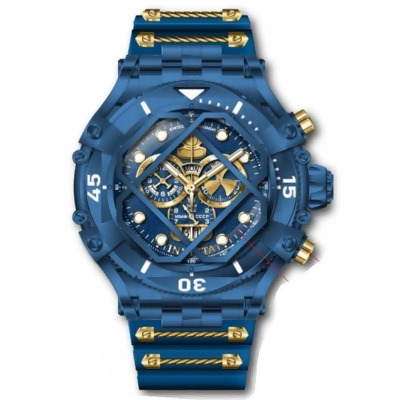 Invicta 37180 Pro Diver Quartz Chronograph Blue & Gold Dial Men Watch 