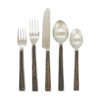 Saro Lifestyle SP630.BR Artisanal Wood Inlay Flatware, Brown - Set of 5 