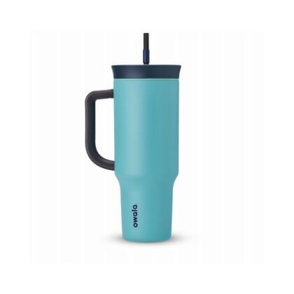 Trove Brands 126335 40 oz Owala Stainless Steel Travel Tumbler - Splash Zone Grey & Teal 