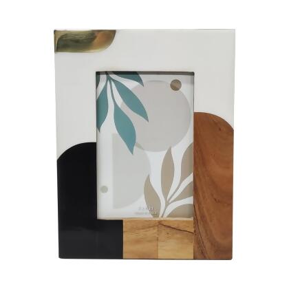 Sagebrook Home 18340-01 4 x 6 in. Resin Mid-Century Photo Frame, Multi Color 